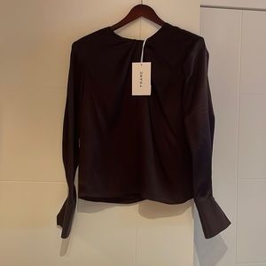 FRAME black silk embossed snakeskin pattern blouse NWT